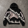 Skeleton Ribcage Smoke Graphic Hoodie