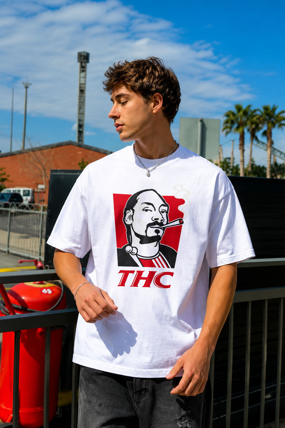 Snoop Dogg THC Parody White Graphic T-Shirt