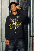 Sorrow Cherub Angel Graphic Black Crop Hoodie