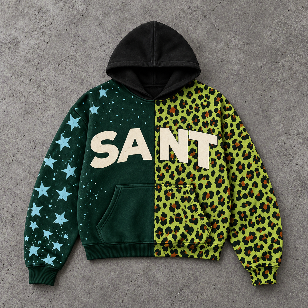 Split Star Leopard SANT Graphic Hoodie