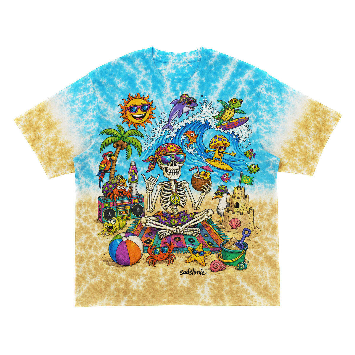 Summer Beach Skeleton Tie Dye T-Shirt