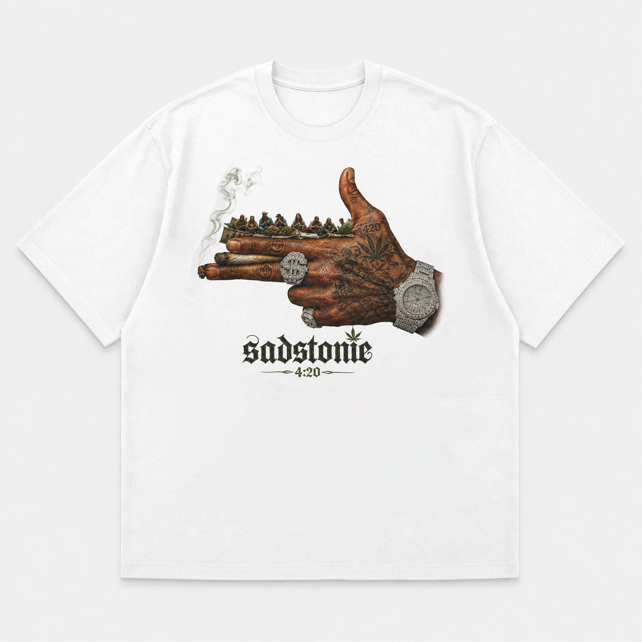 Tattooed Hand Last Supper 420 Graphic T-Shirt