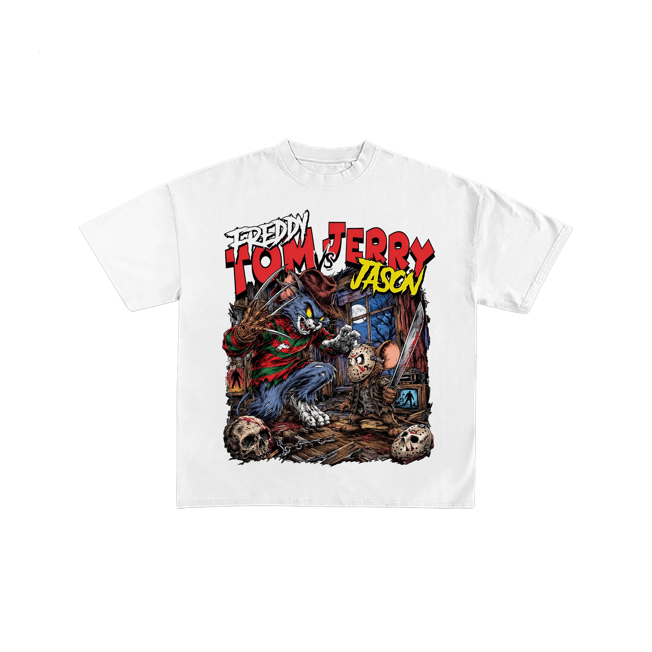 Tom vs Jerry Freddy Horror Graphic T-Shirt