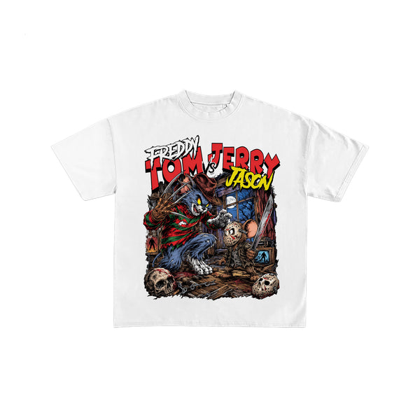 Tom vs Jerry Freddy Horror Graphic T-Shirt