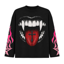 Vampire Fangs Cross Long Sleeve Shirt