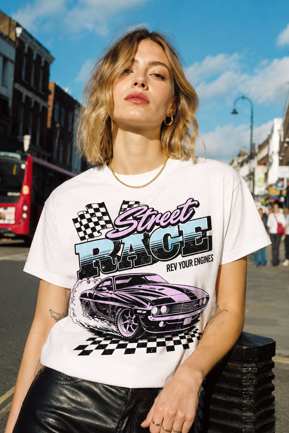 Vintage Street Race Graphic Tee Muscle Car Shirt