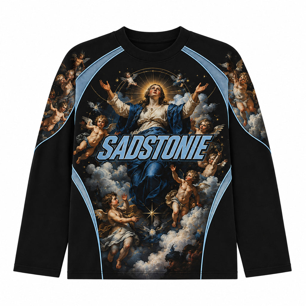 Vintage Black Angel Graphic Long Sleeve Shirt