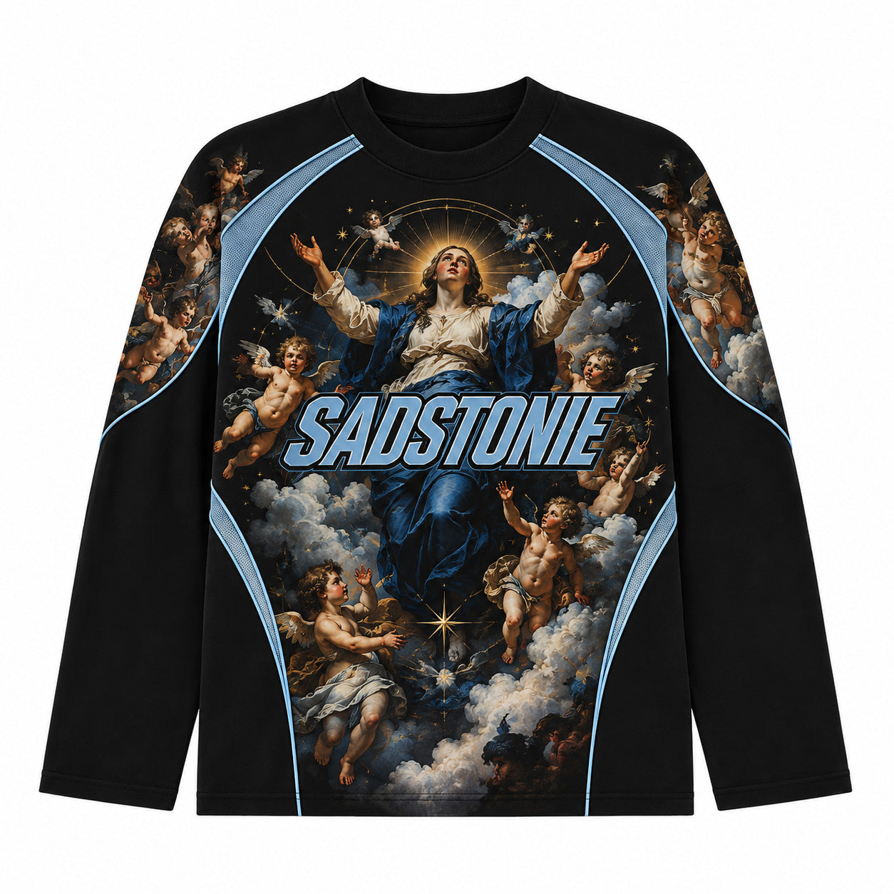 Vintage Black Angel Graphic Long Sleeve Shirt