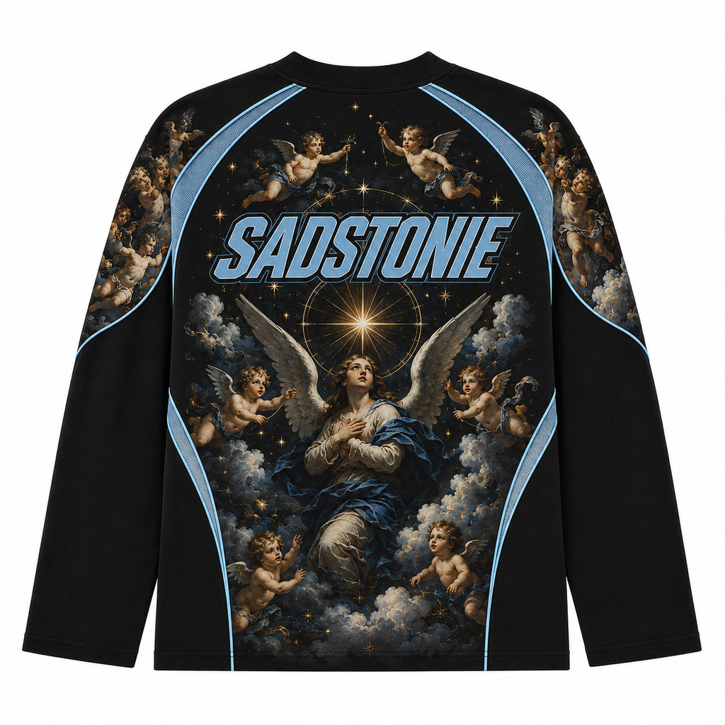 Vintage Black Angel Graphic Long Sleeve Shirt