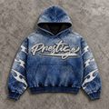 Vintage Blue Prestige Y2K Graphic Hoodie