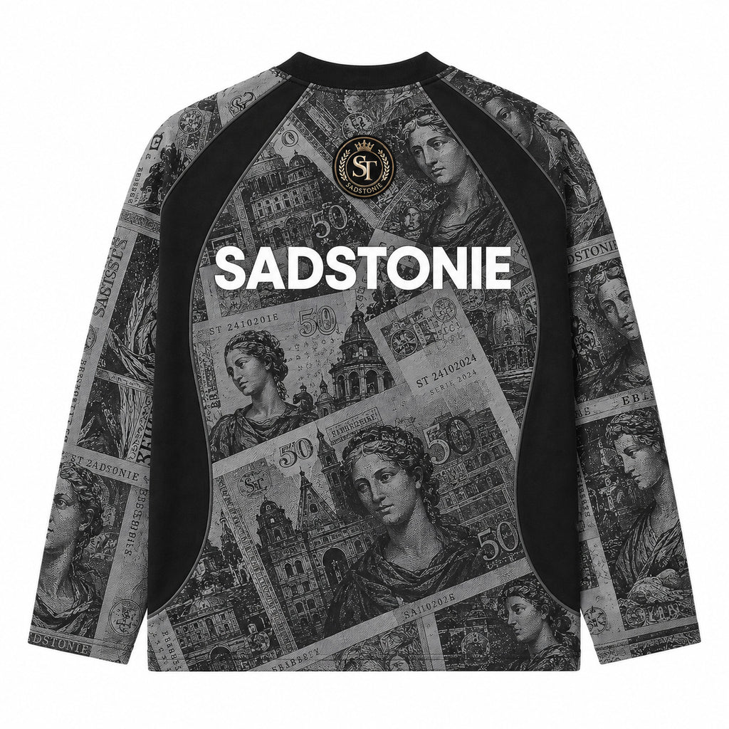 Vintage Currency Graphic Long Sleeve Shirt