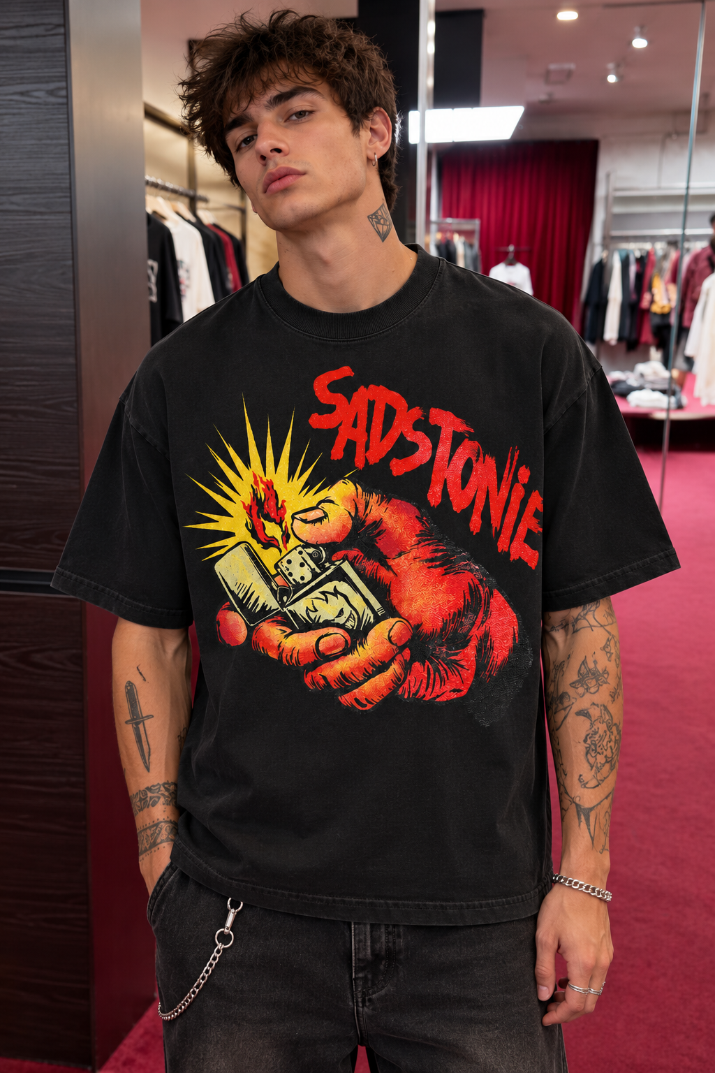 Vintage Lighter Flame Graphic T-Shirt
