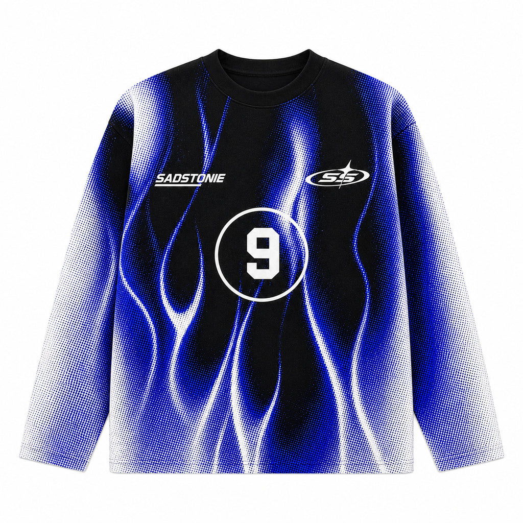 Y2K Blue Flame Cyberpunk Graphic Long Sleeve