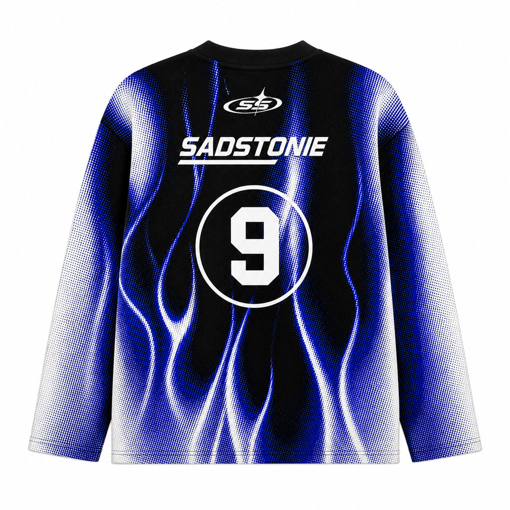 Y2K Blue Flame Cyberpunk Graphic Long Sleeve