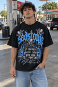 Y2K Blue Gothic Graphic T-Shirt