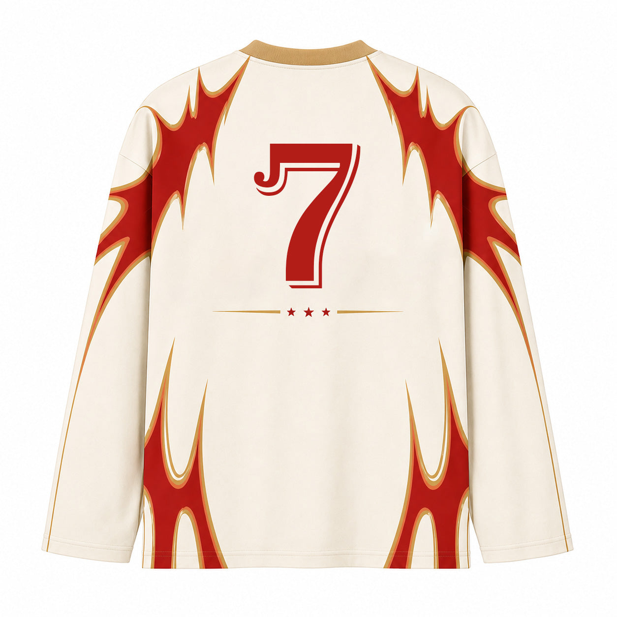 Y2K Cream Red Starburst Graphic Long Sleeve