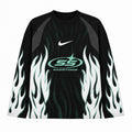 Y2K Cyan Flame Cyberpunk Graphic Long Sleeve