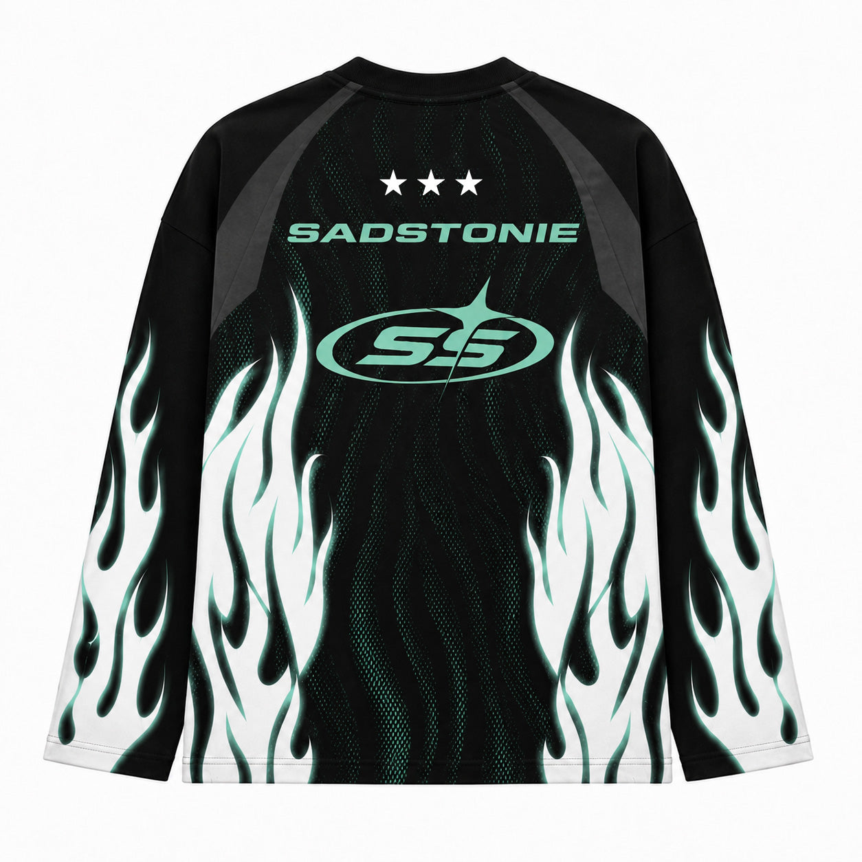 Y2K Cyan Flame Cyberpunk Graphic Long Sleeve