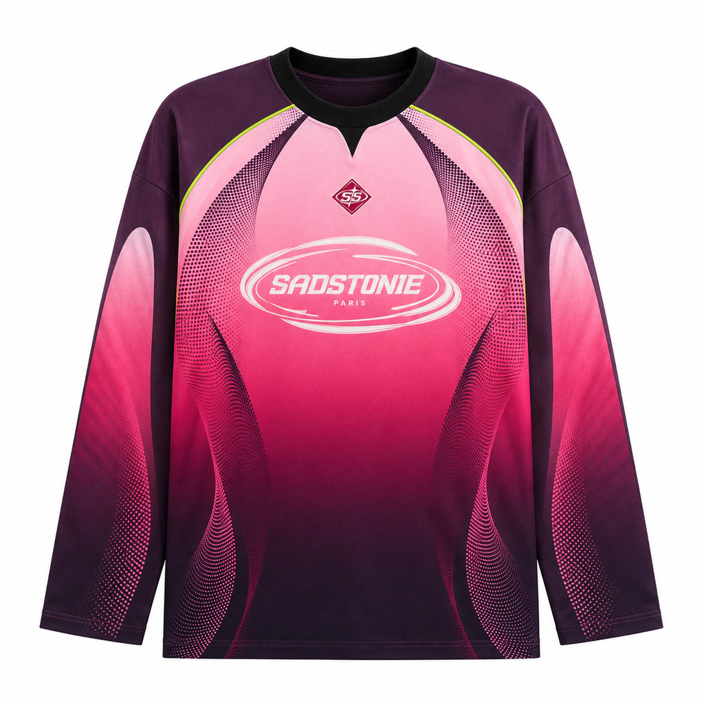 Y2K Cyberpunk Pink Long Sleeve Jersey Shirt
