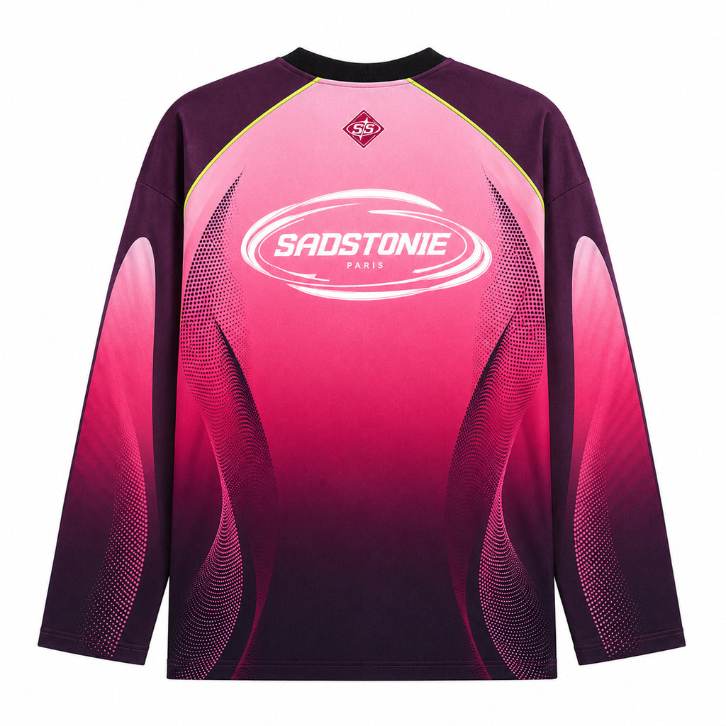 Y2K Cyberpunk Pink Long Sleeve Jersey Shirt