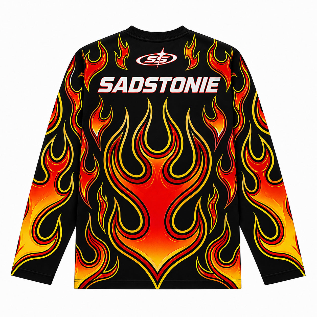 Y2K Fire Flame Racing Graphic Long Sleeve Shirt