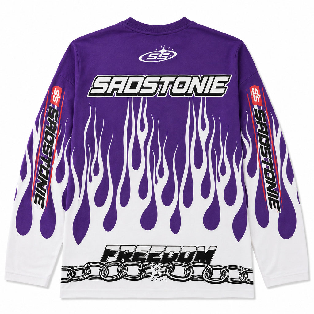 Y2K Purple Flame Freedom Graphic Long Sleeve