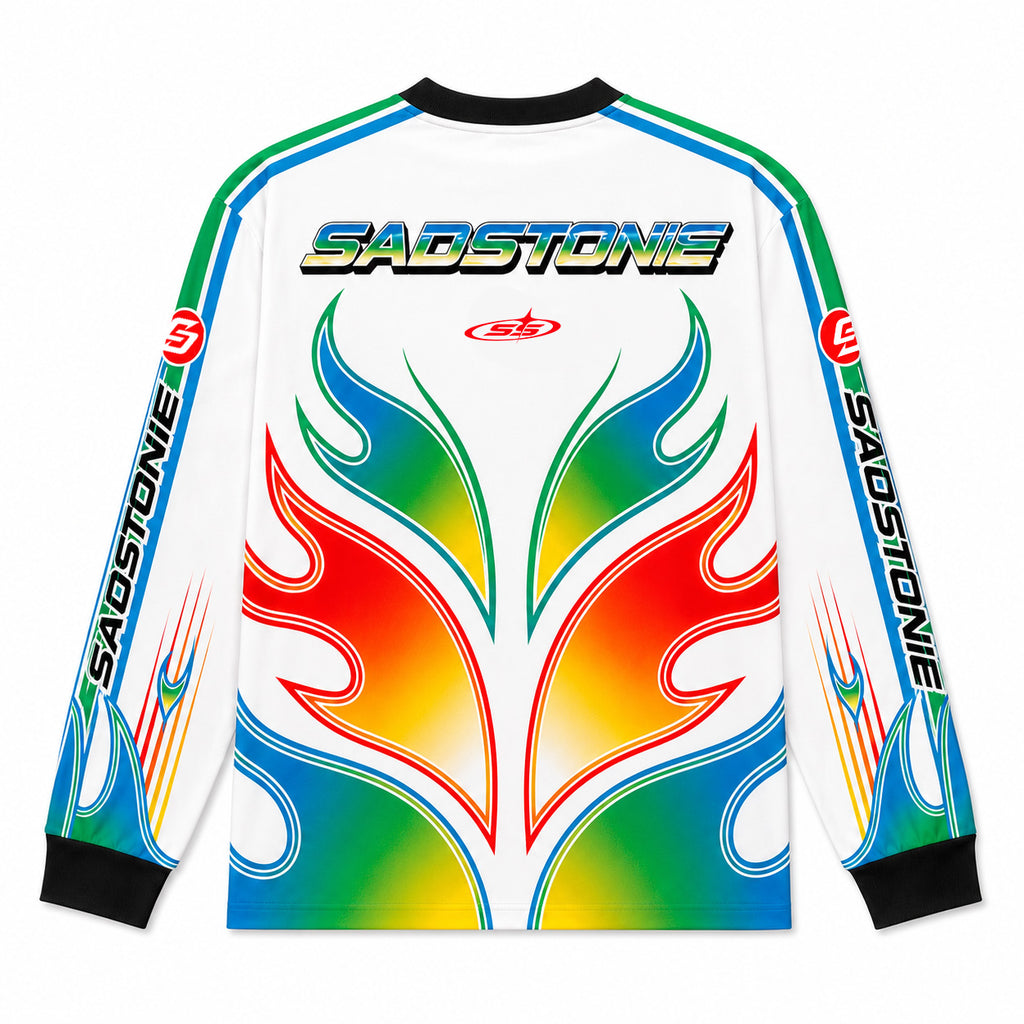 Y2K Racing Flame Graphic Long Sleeve Shirt