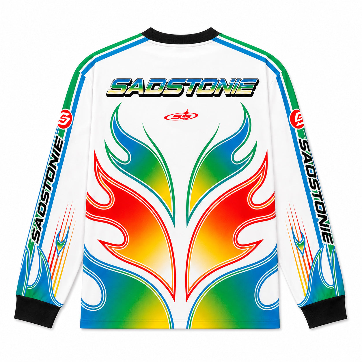 Y2K Racing Flame Graphic Long Sleeve Shirt