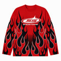 Y2K Red Black Flame Racing Graphic Long Sleeve