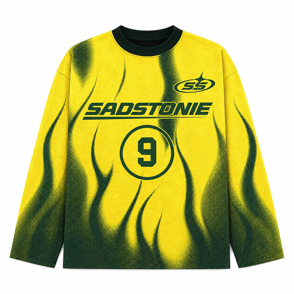 Y2K Yellow Green Flame Graphic Long Sleeve