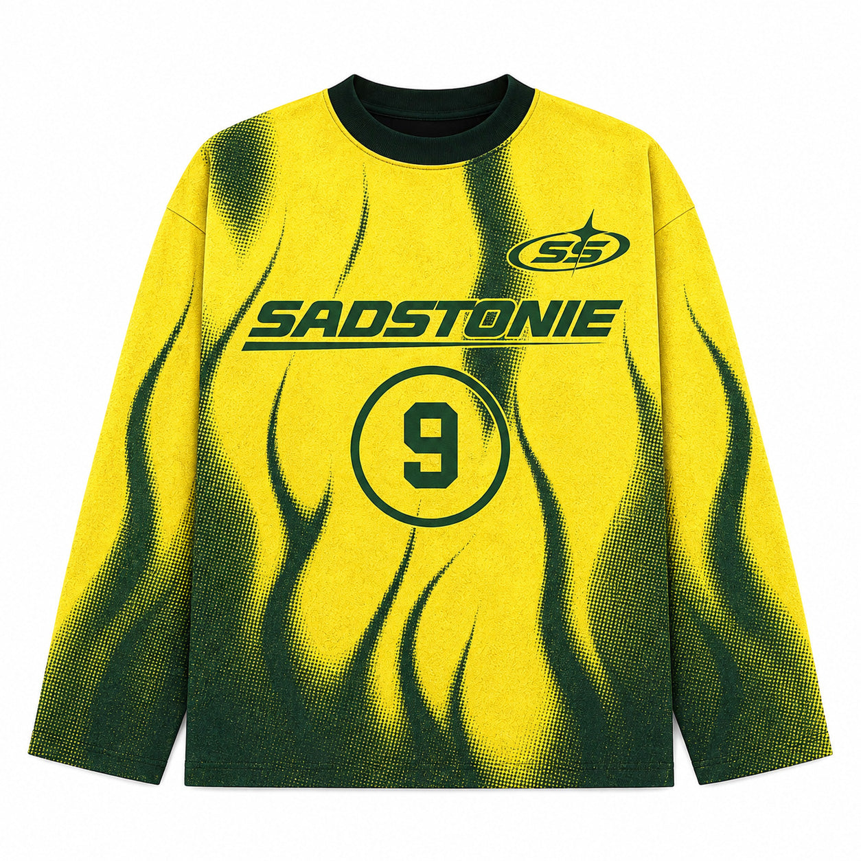 Y2K Yellow Green Flame Graphic Long Sleeve