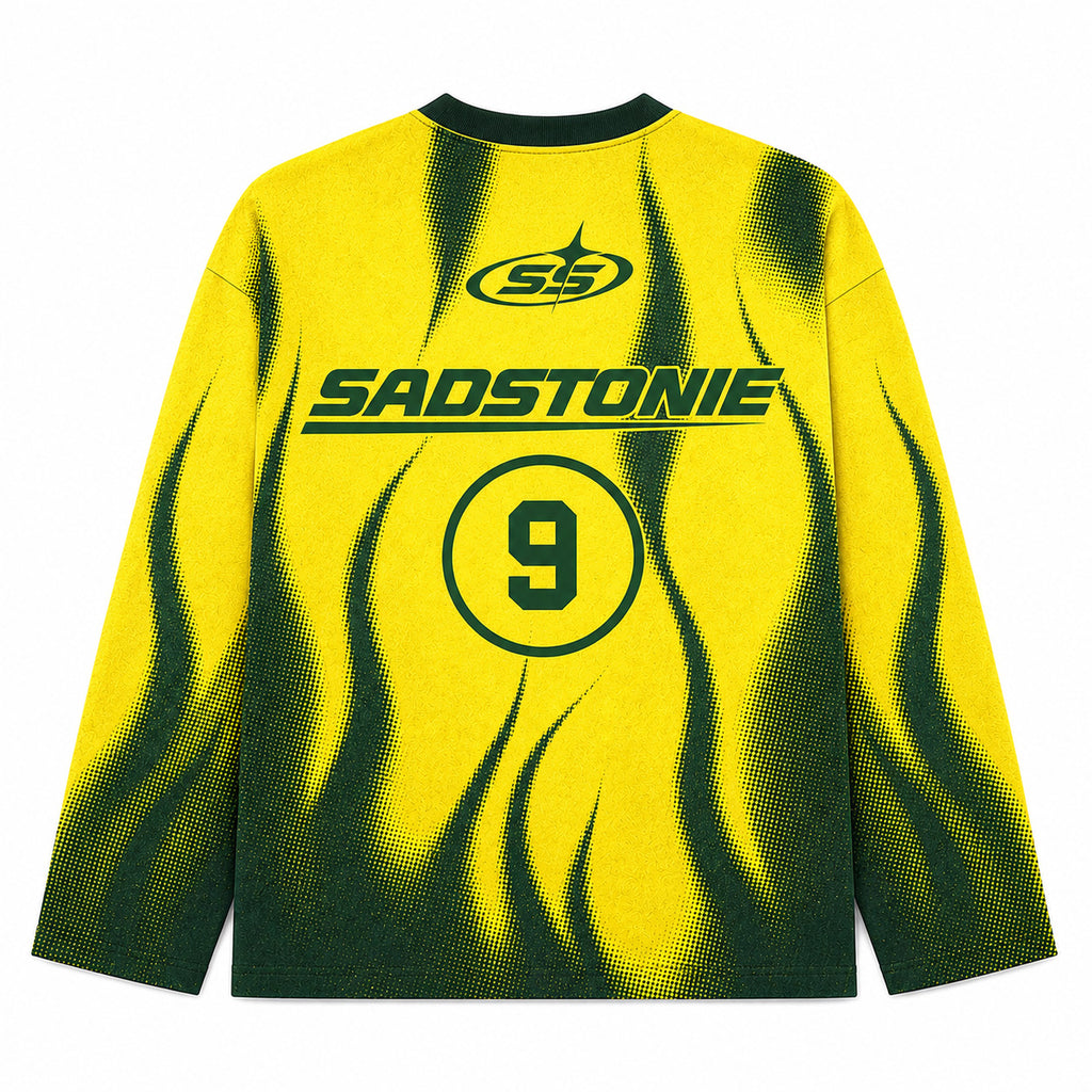 Y2K Yellow Green Flame Graphic Long Sleeve