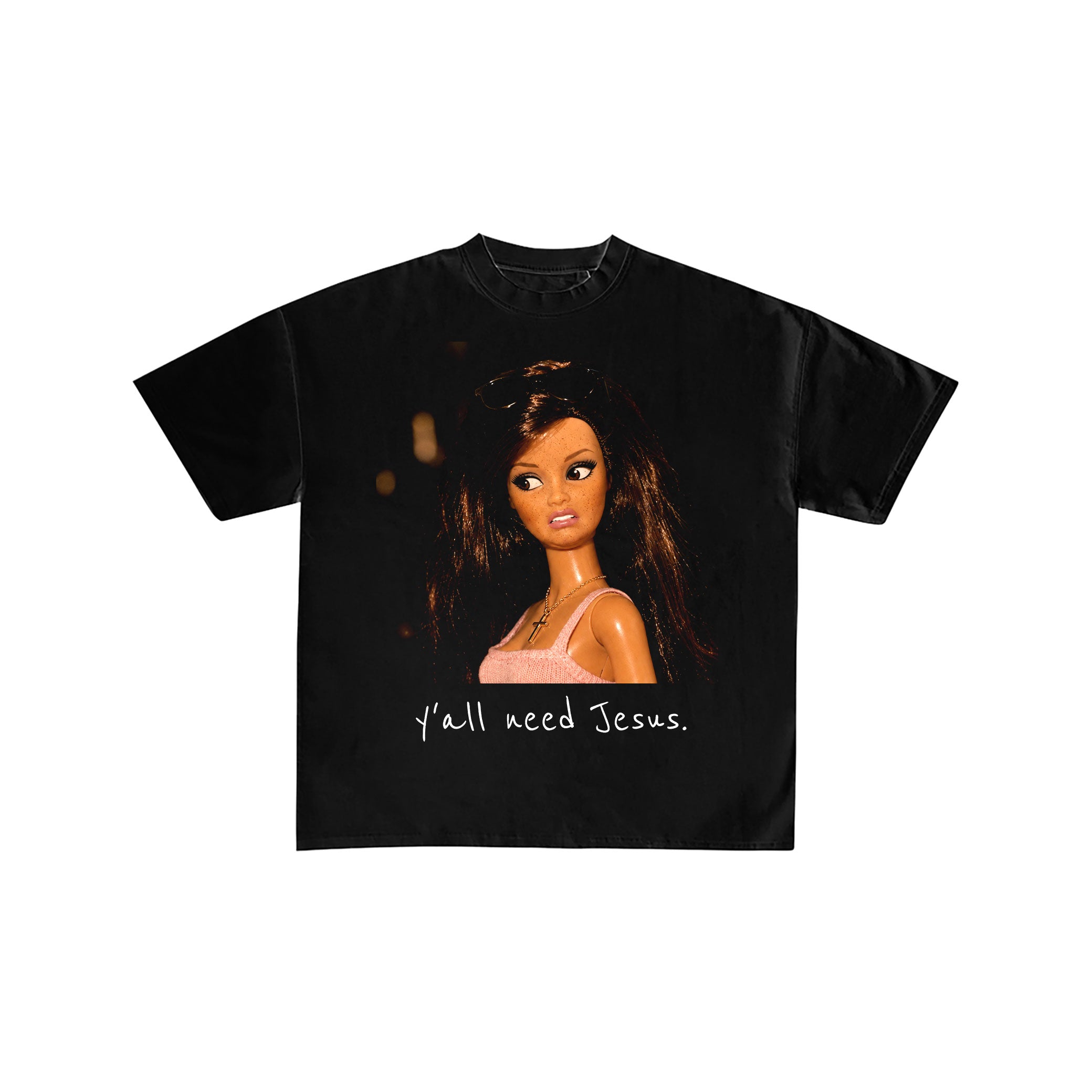 Y'all Need Jesus Doll Meme Black T-Shirt
