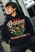 Young Reckless Cherub Graphic Black Crop Hoodie
