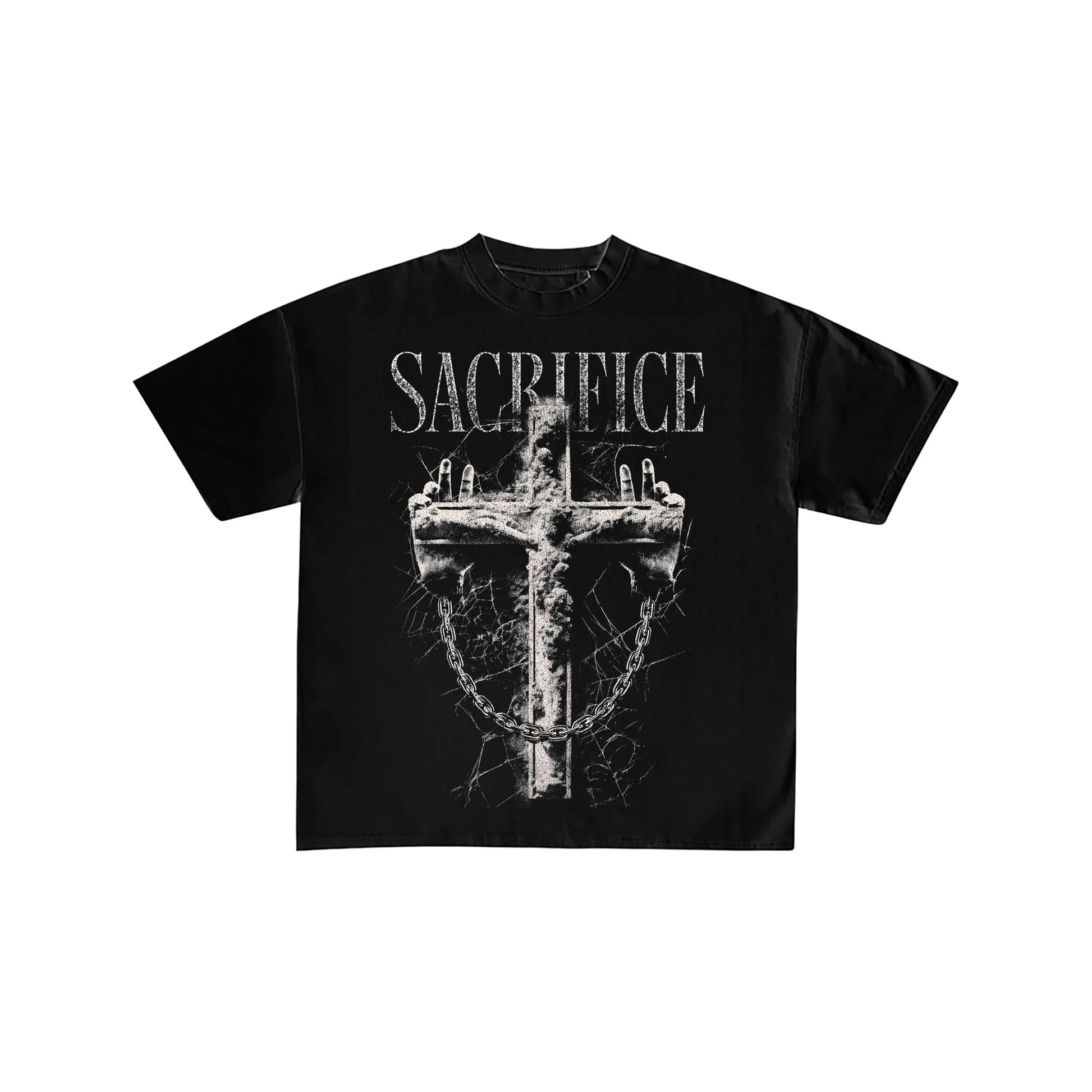 Sacrifice Gothic Cross Graphic Oversized T-Shirt