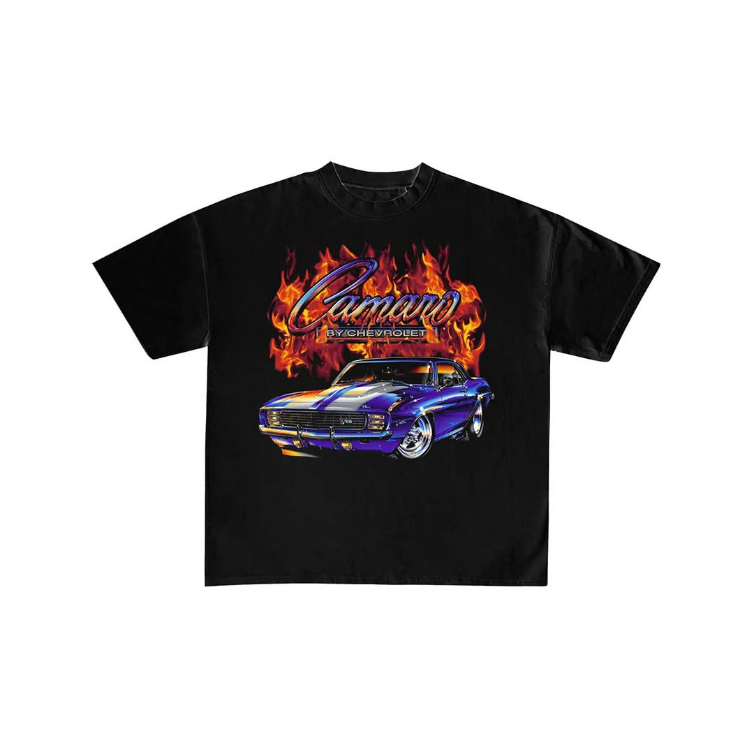 Camaro Fire Graphic Vintage Streetwear T-Shirt