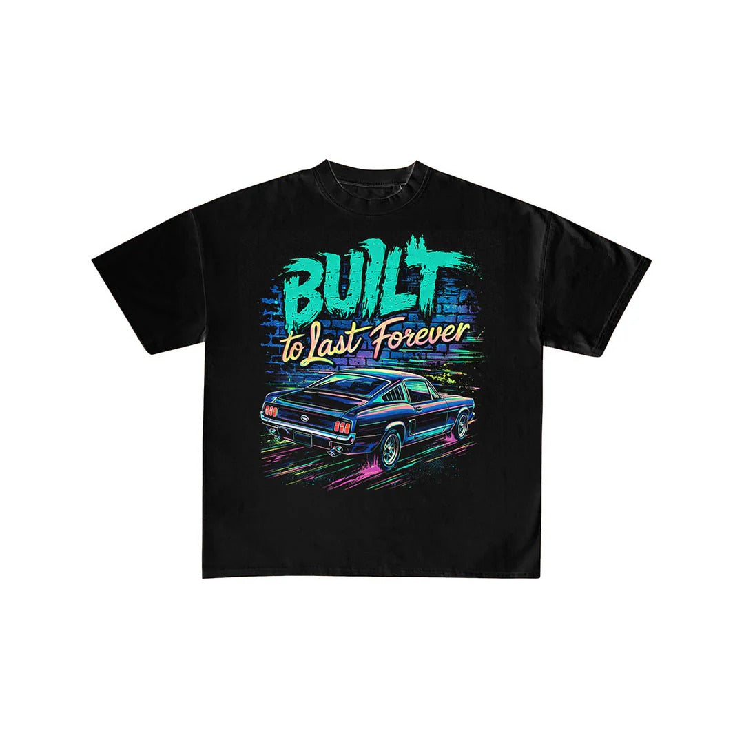 Built to Last Forever Mustang Neon Graphic Tee