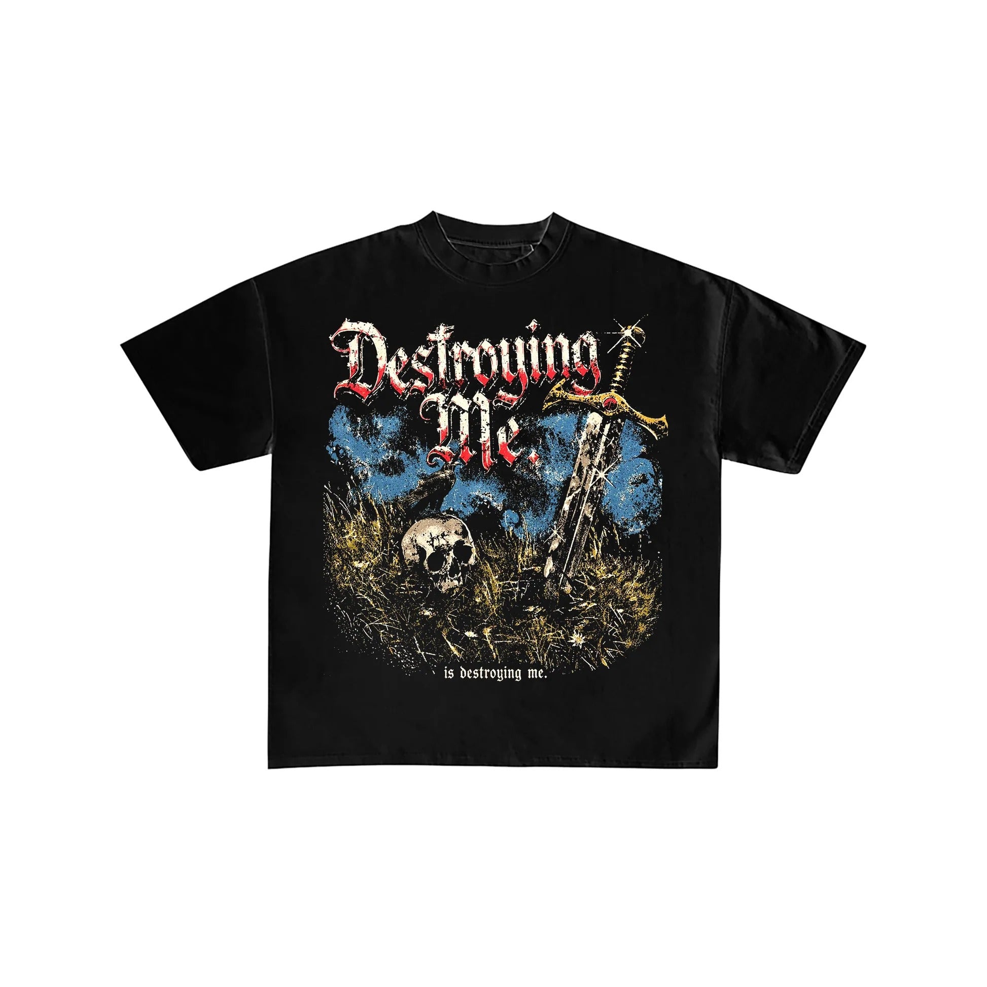 Destroying Me Skull & Sword Graphic Oversized Tee