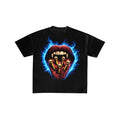 Blue Flame Vampire Lips Skull Graphic T-Shirt