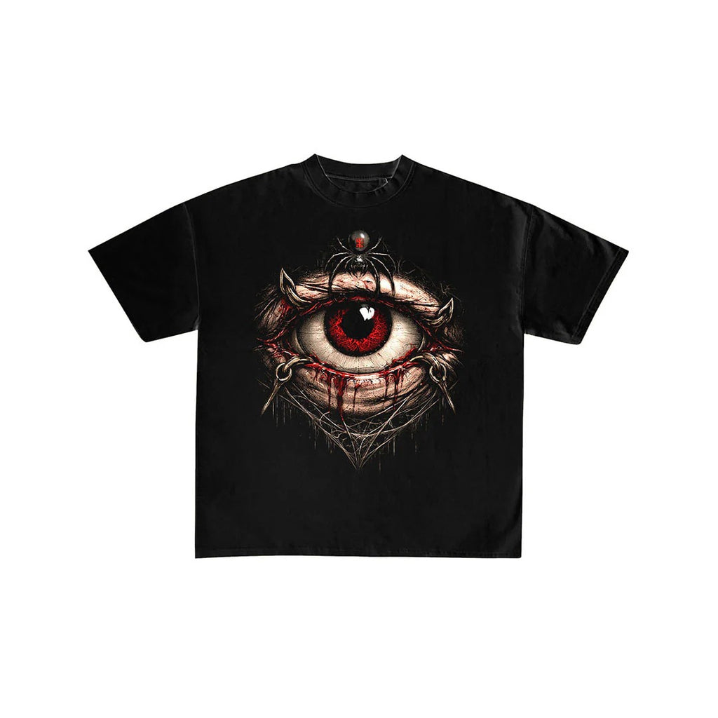 Gothic Spider Eye Horror Graphic T-Shirt