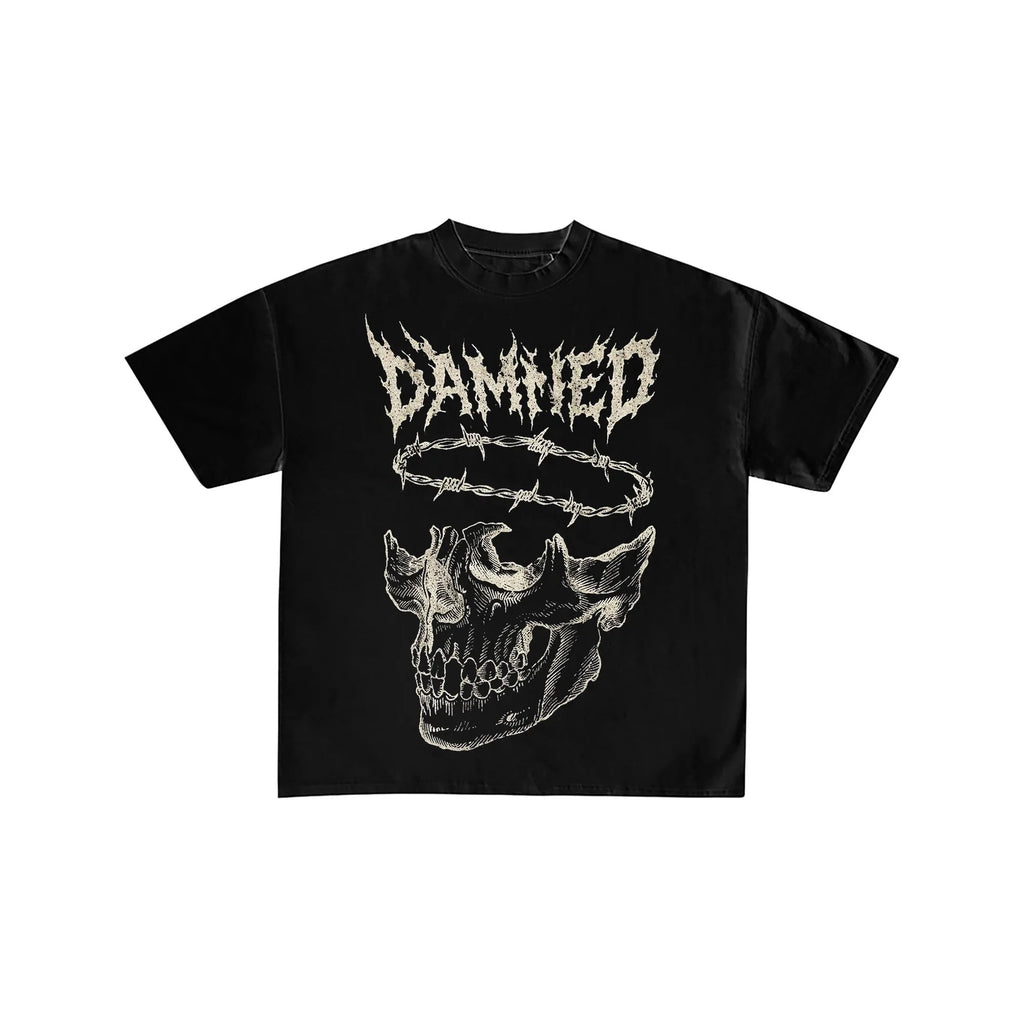 Damned Skull Barbed Wire Gothic Graphic Tee