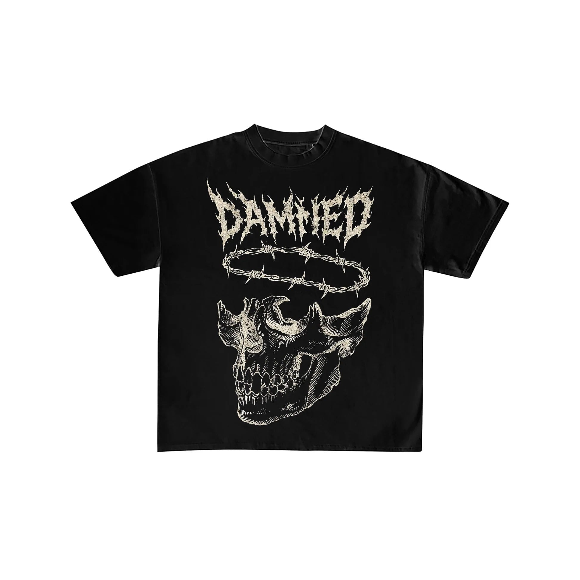Damned Skull Barbed Wire Gothic Graphic Tee