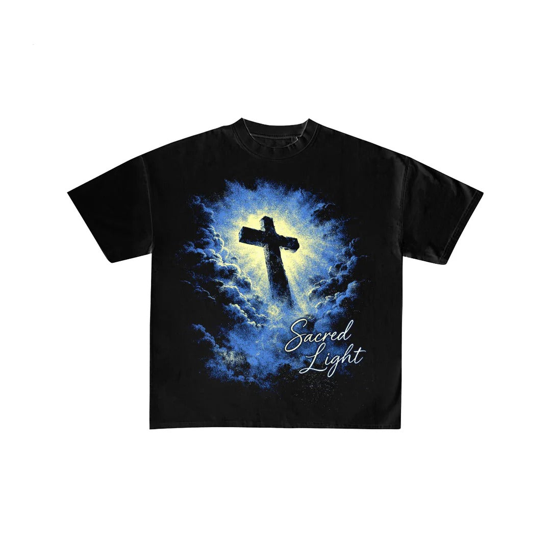 Sacred Light Oversized Christian Cross T-Shirt