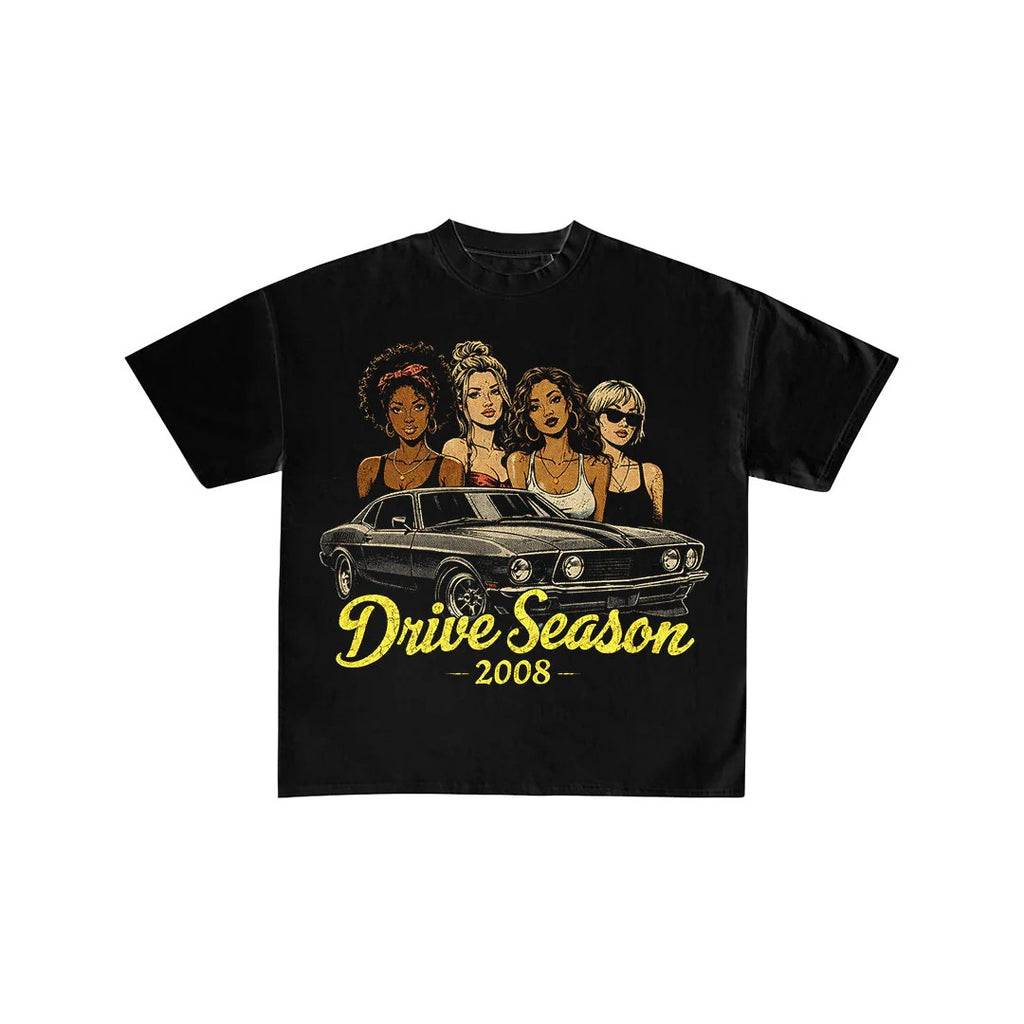 Drive Season 2008 Vintage Car & Girls Graphic Tee